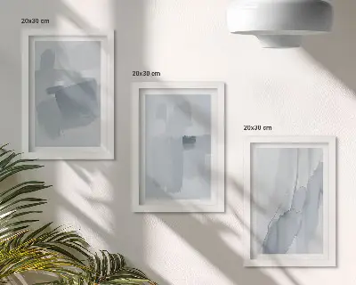 Composizioni astratte in stile acquerello trittico incorniciato
