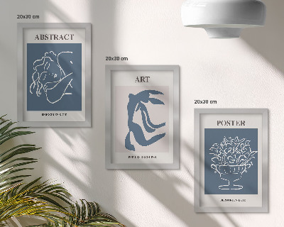Composizione di 3 quadri Eleganti motivi astratti di Matisse con figure e fiori