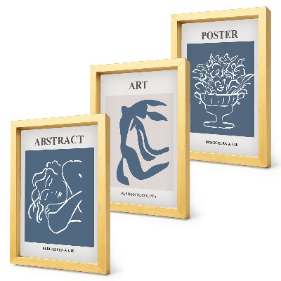 Composizione di 3 quadri Eleganti motivi astratti di Matisse con figure e fiori