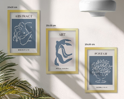 Composizione di 3 quadri Eleganti motivi astratti di Matisse con figure e fiori