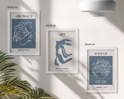 Composizione di 3 quadri Eleganti motivi astratti di Matisse con figure e fiori