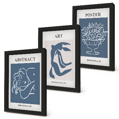 Composizione di 3 quadri Eleganti motivi astratti di Matisse con figure e fiori