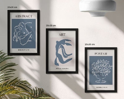 Composizione di 3 quadri Eleganti motivi astratti di Matisse con figure e fiori