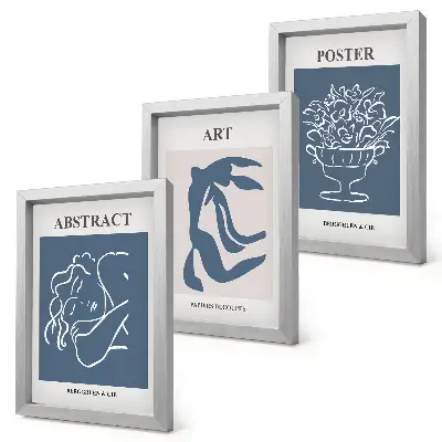 Trittico di quadri con eleganti motivi astratti di Matisse raffiguranti figure e fiori