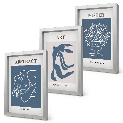 Composizione di 3 quadri Eleganti motivi astratti di Matisse con figure e fiori