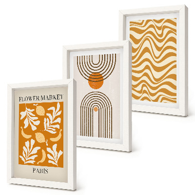 Trittico incorniciato poster di moda con motivi floreali e geometrici