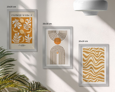 Trittico incorniciato poster di moda con motivi floreali e geometrici