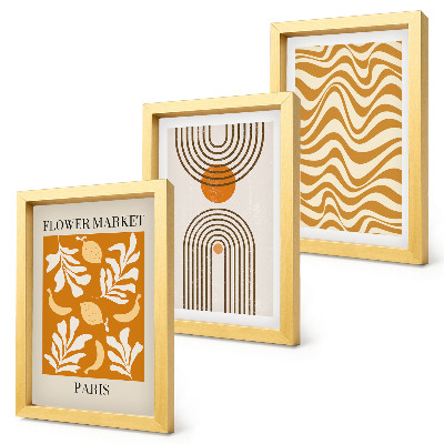 Trittico incorniciato poster di moda con motivi floreali e geometrici