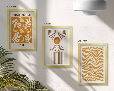 Trittico incorniciato poster di moda con motivi floreali e geometrici