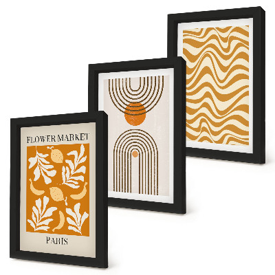 Trittico incorniciato poster di moda con motivi floreali e geometrici