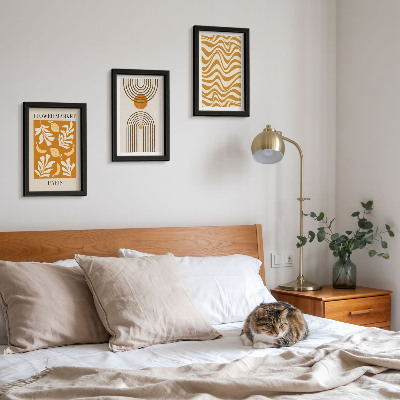 Trittico incorniciato poster di moda con motivi floreali e geometrici
