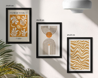 Trittico incorniciato poster di moda con motivi floreali e geometrici