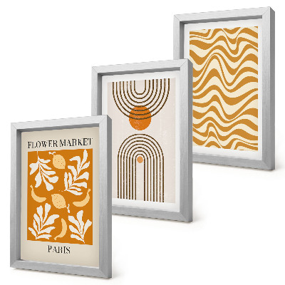 Trittico incorniciato poster di moda con motivi floreali e geometrici