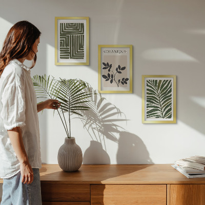 Composizione di 3 quadri Composizioni botaniche in stile minimalismo bohémien