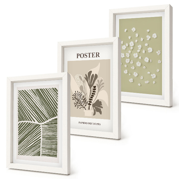 Trittico incorniciato Motivi vegetali in colori e fantasie tenui