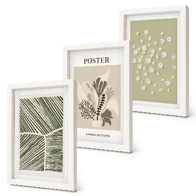 Trittico incorniciato Motivi vegetali in colori e fantasie tenui