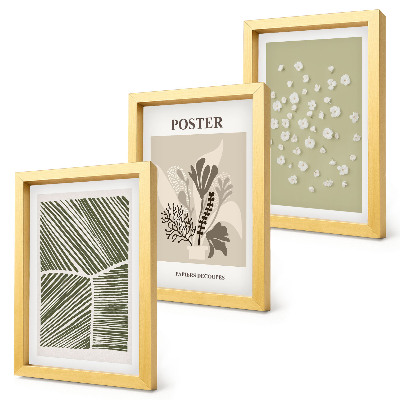 Trittico incorniciato Motivi vegetali in colori e fantasie tenui