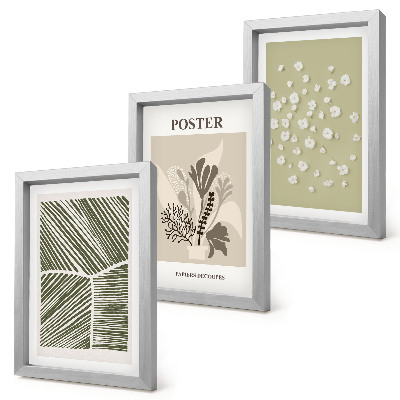 Trittico incorniciato Motivi vegetali in colori e fantasie tenui