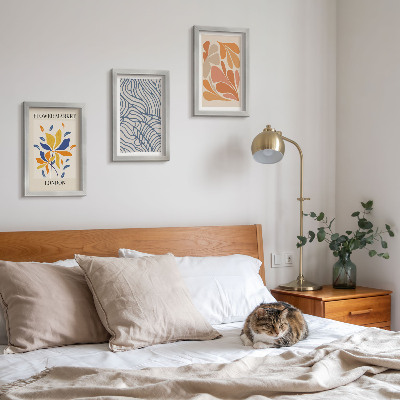 Composizione di 3 quadri Fiori in stile moderno con motivi astratti