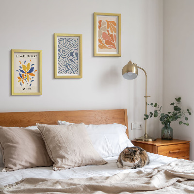 Composizione di 3 quadri Fiori in stile moderno con motivi astratti