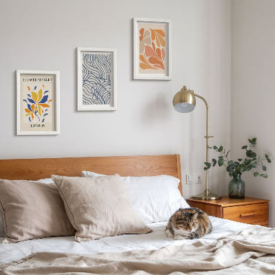 Composizione di 3 quadri Fiori in stile moderno con motivi astratti