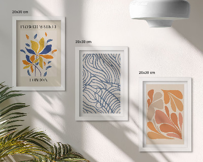 Composizione di 3 quadri Fiori in stile moderno con motivi astratti