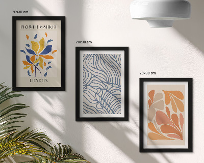 Composizione di 3 quadri Fiori in stile moderno con motivi astratti