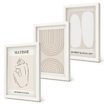 Trittico incorniciato Linee eleganti e forme minimaliste in tonalità neutre.