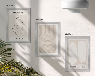 Trittico incorniciato Linee eleganti e forme minimaliste in tonalità neutre.