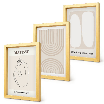 Trittico incorniciato Linee eleganti e forme minimaliste in tonalità neutre.