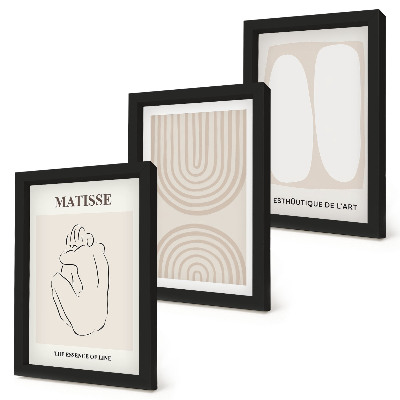 Trittico incorniciato Linee eleganti e forme minimaliste in tonalità neutre.