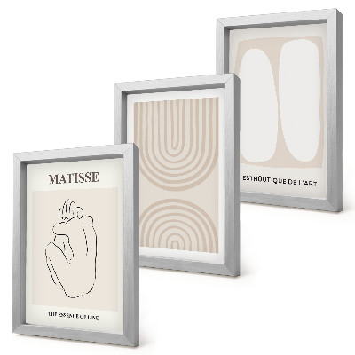 Trittico incorniciato Linee eleganti e forme minimaliste in tonalità neutre.