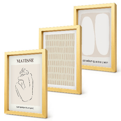 Composizione di 3 quadri Linee e forme nelle tonalità del beige e del bianco