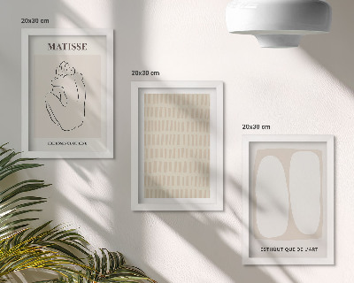 Composizione di 3 quadri Linee e forme nelle tonalità del beige e del bianco