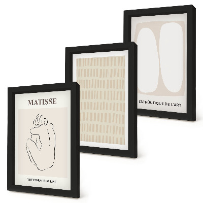 Composizione di 3 quadri Linee e forme nelle tonalità del beige e del bianco
