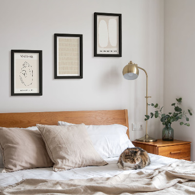 Composizione di 3 quadri Linee e forme nelle tonalità del beige e del bianco