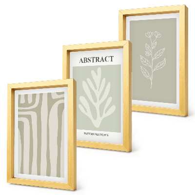 Trittico incorniciato Motivi astratti di piante in colori tenui