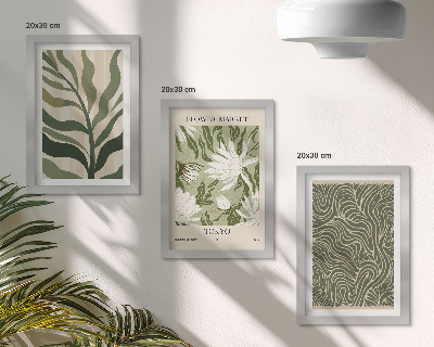 Composizione di 3 quadri Motivi vegetali, decorazioni botaniche, stile boho