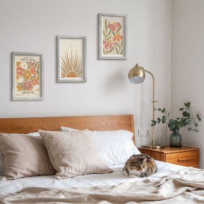 Composizione di 3 quadri Fiori dai colori pastello con raggi di sole