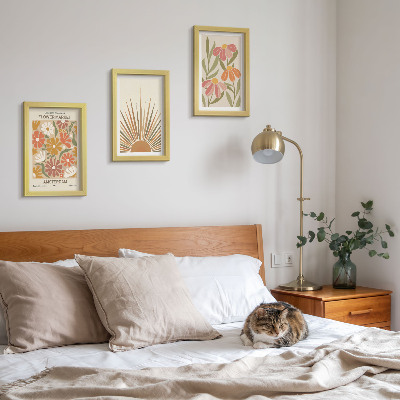 Composizione di 3 quadri Fiori dai colori pastello con raggi di sole