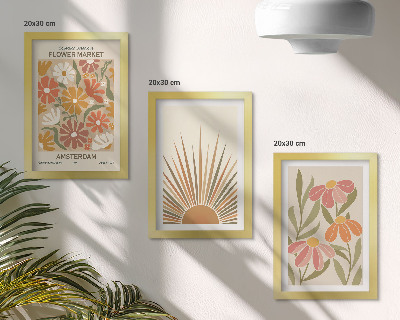 Composizione di 3 quadri Fiori dai colori pastello con raggi di sole