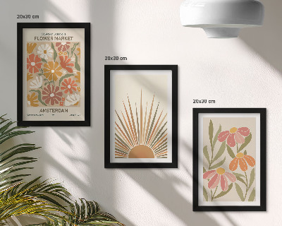 Composizione di 3 quadri Fiori dai colori pastello con raggi di sole