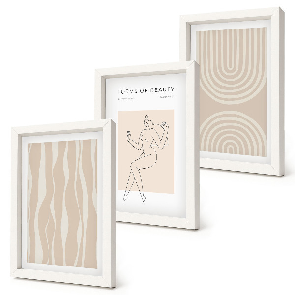 Trittico incorniciato Motivi astratti e delicate decorazioni boho