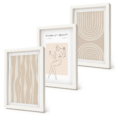 Trittico incorniciato Motivi astratti e delicate decorazioni boho