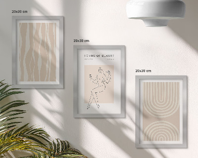 Trittico incorniciato Motivi astratti e delicate decorazioni boho