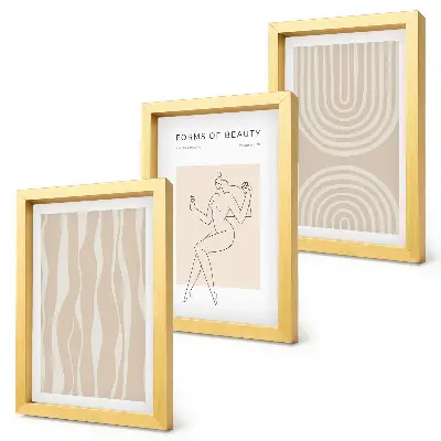Trittico incorniciato con motivi astratti e delicate decorazioni boho