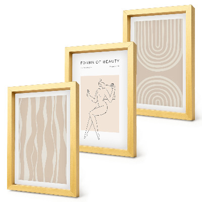 Trittico incorniciato Motivi astratti e delicate decorazioni boho