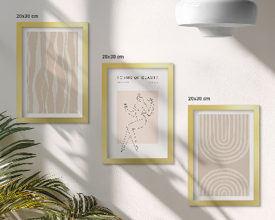 Trittico incorniciato Motivi astratti e delicate decorazioni boho