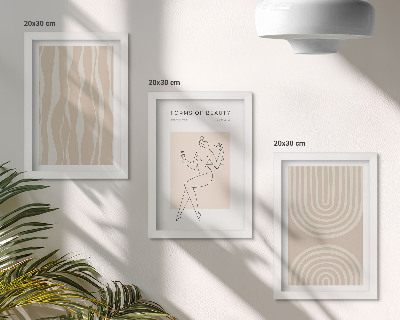 Trittico incorniciato Motivi astratti e delicate decorazioni boho