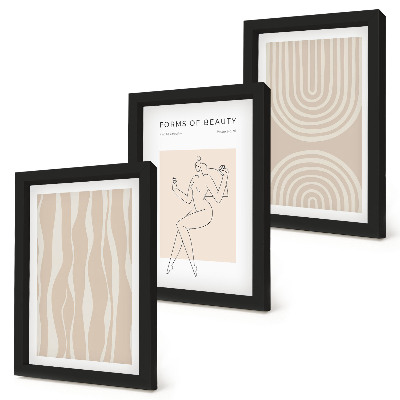 Trittico incorniciato Motivi astratti e delicate decorazioni boho